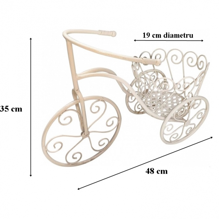 Suport ghiveci flori decorativ din metal, tip bicicleta, 48x20x35 cm [2]