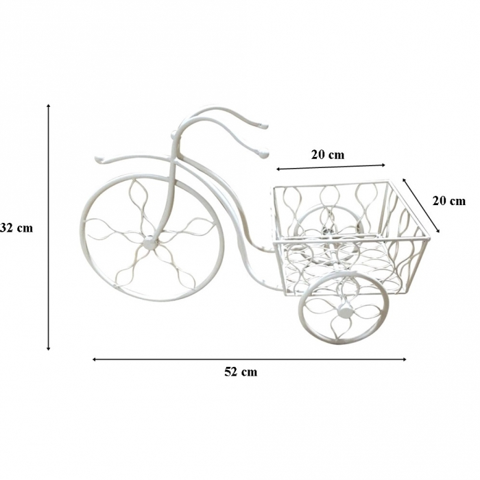 Suport patrat pentru ghiveci flori decorativ din metal, tip bicicleta, 52x22x32 cm [2]