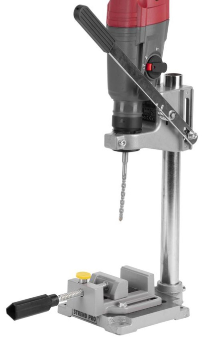 Suport profesional pentru bormasina, stand vertical pentru masina de gaurit, cu clema de colt, reglaj pe inaltime, fixare pe banc de lucru, pentru gaurire precisa la 90 grade [2]