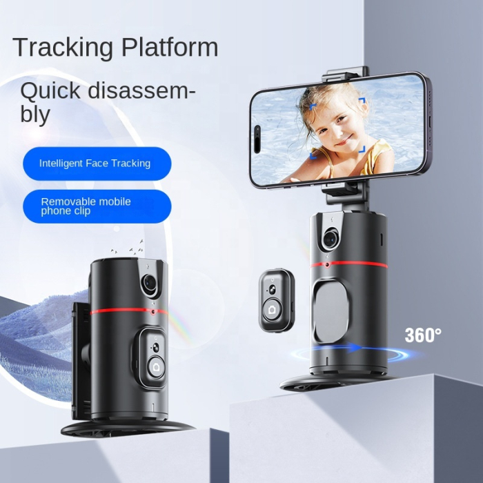 Suport telefon inteligent cu urmarire faciala AI, rotatie 360°, control prin gesturi, telecomanda wireless,gimbal pentru TikTok, live streaming, vlog si video call [3]