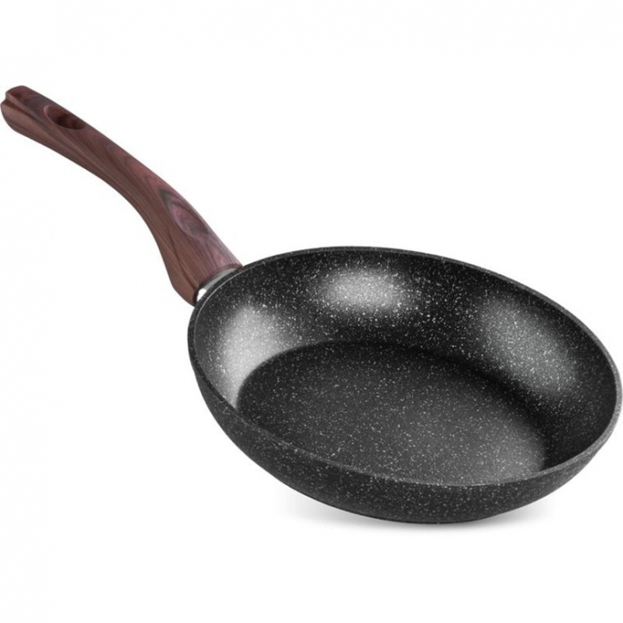 Tigaie rotunda premium antiaderenta BLM-28, triplustrat, compatibila cu toate sursele de caldura, diametru 28 cm, maner lemn [1]