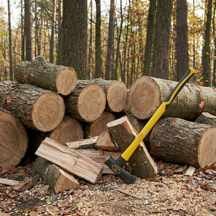 Topor pentru despicat cu pana 3500g, coada fibra de sticla 91cm Galben [3]