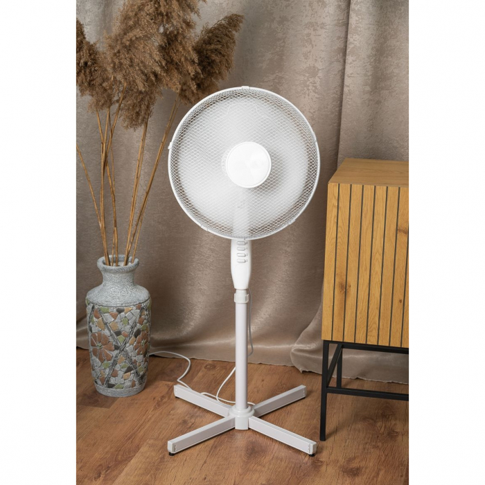 Ventilator cu picior, diametru 40 cm, putere 45 W, max 1.2 m, functie oscilatie 100ﾰ, cablu alimentare 1.7 m, culoare alba [2]
