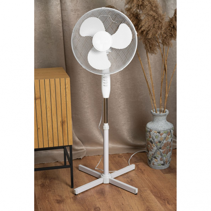 Ventilator cu picior, diametru 40 cm, putere 45 W, max 1.2 m, functie oscilatie 100ﾰ, cablu alimentare 1.7 m, culoare alba [3]