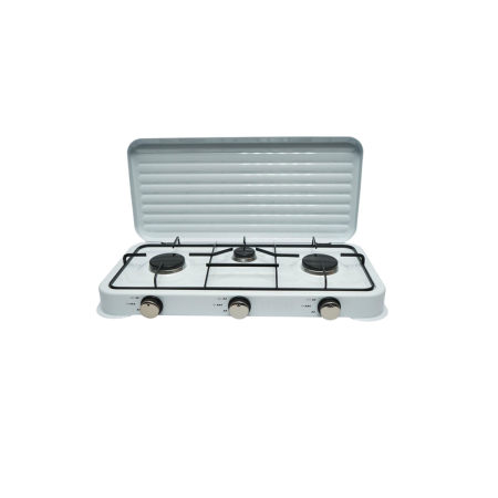 Produse EmagMarketplace - Aragaz tip plita, cu 3 arzatoare, putere 2x2 KW, diametru arzatorare 2x83 mm si 1x58 mm, dimensiuni 590 x 315 x 53 mm