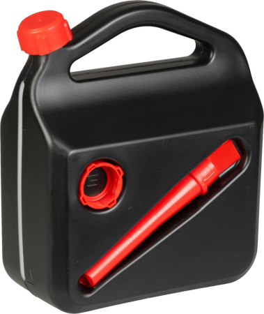 Accesorii scule auto - Canistra combustibil 5L, plastic rezistent, cu palnie si adaptor, etansa, culoare neagra, pentru benzina si motorina