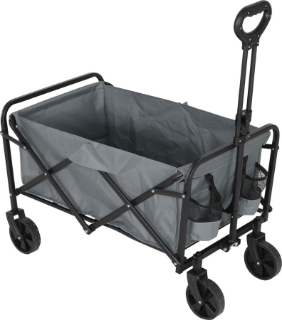Accesorii echipamente pentru transport si ridicat - Carucior pliabil transport 100 L, sarcina maxima 60 kg, cadru metalic rezistent, roti mari, pliere rapida, 73x43x48 cm, pentru gradina, camping si cumparaturi, culoare gri