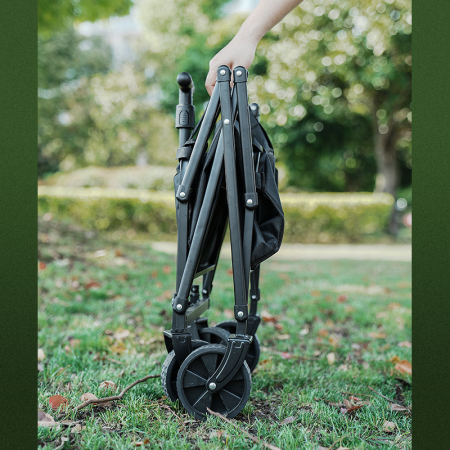 Carucior pliabil transport 100 L, sarcina maxima 60 kg, cadru metalic rezistent, roti mari, pliere rapida, 73x43x48 cm, pentru gradina, camping si cumparaturi, culoare gri [2]