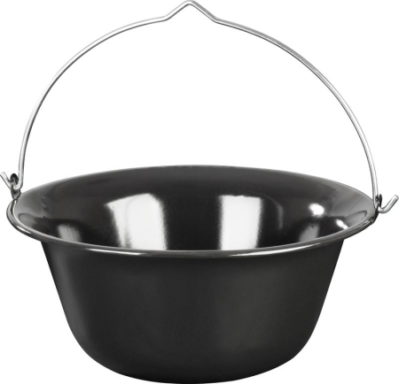 Oale si cratite - Ceaun emailat negru cu maner metal, pentru gulas si tocanite, capacitate 12l, 39.8x18 cm