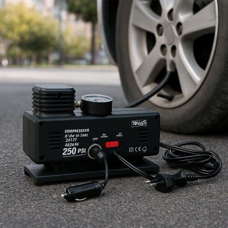 Compresor auto cu manometru, alimentare 12V/220V 120W [3]