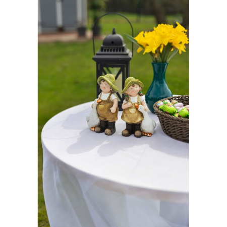 Decoratiune pentru gradina, Girl with goose, ceramica, 6.5x12.5x19 cm [1]