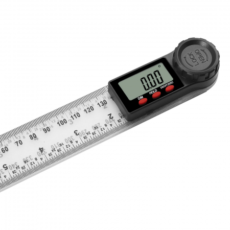 Echer digital pentru tamplarie cu dispozitiv blocare unghi reglabil, inox, 200 mm, in cutie transport plastic [3]
