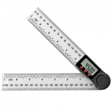 Unelte si aparate de masura - Echer digital pentru tamplarie cu dispozitiv blocare unghi reglabil, inox, 200 mm, in cutie transport plastic