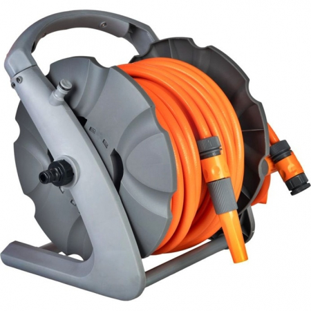 Furtunuri gradinarit - Furtun cu derulator si accesorii stropit, conectica 1/2 si 3/4, 3 straturi, 20+2m, max 24 bar