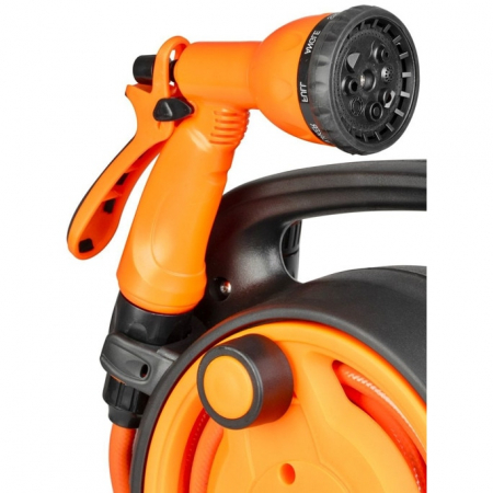 Furtun cu derulator si pistol stropit cu 8 functii, conectica 1/2 si 3/4, 3 straturi, 10m, max 6 bar [2]