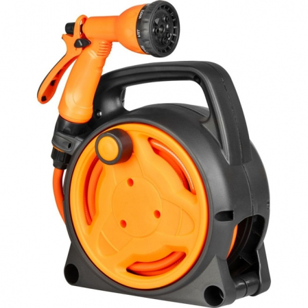 Furtun cu derulator si pistol stropit cu 8 functii, conectica 1/2 si 3/4, 3 straturi, 10m, max 6 bar [1]