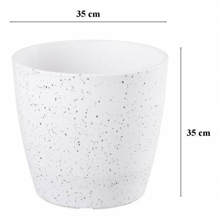 Ghiveci pentru flori din plastic rezistent, culoare alba, Stone Effect, diametru 35 cm, inaltime 35 cm, cu orificiu scurgere [1]