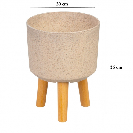 Ghiveci plastic cu 3 picioare pentru flori, BambooFiber, capacitate 3.75 litri, 20x26 cm [3]