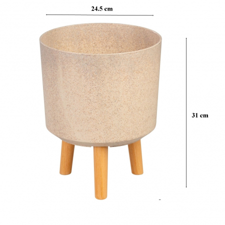 Ghiveci plastic cu 3 picioare pentru flori, BambooFiber, capacitate 7.75 litri, 24.5x31 cm [3]