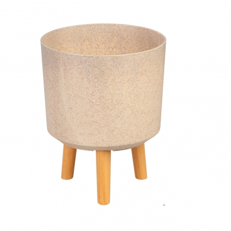 Produse EmagMarketplace - Ghiveci plastic cu 3 picioare pentru flori, BambooFiber, capacitate 15.5 litri, 30x37 cm