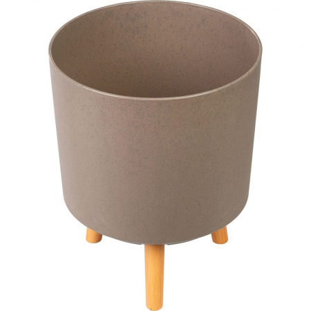 Ghiveci plastic cu 3 picioare pentru flori, CoffePowder, capacitate 15.5 litri, 30x37 cm [2]