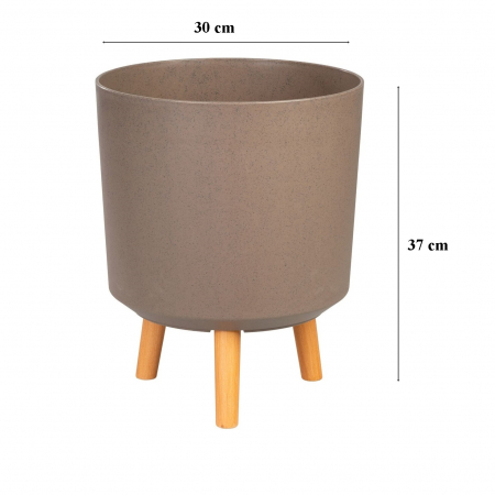 Ghiveci plastic cu 3 picioare pentru flori, CoffePowder, capacitate 15.5 litri, 30x37 cm [1]