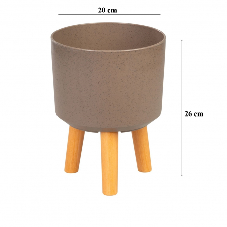 Ghiveci plastic cu 3 picioare pentru flori, CoffePowder, capacitate 3.75 litri, 20x26 cm [3]