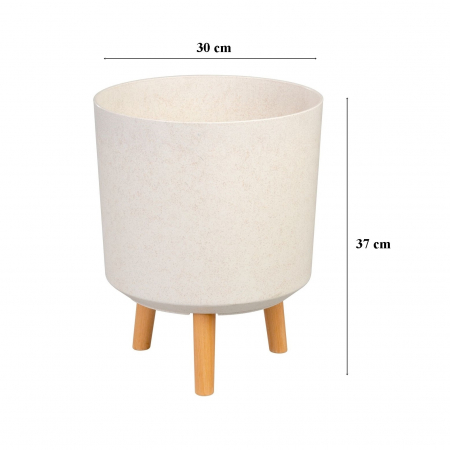 Ghiveci plastic cu 3 picioare pentru flori, WhiteWheat, capacitate 15.5 litri, 30x37 cm [3]