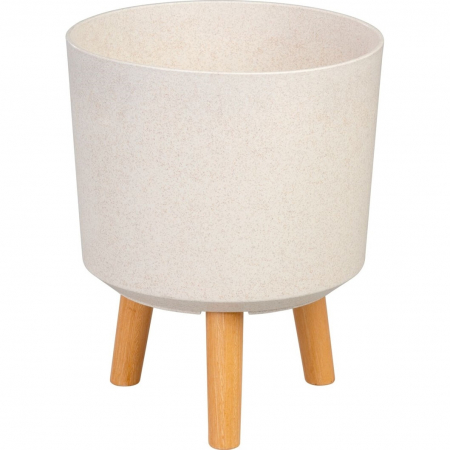 Produse EmagMarketplace - Ghiveci plastic cu 3 picioare pentru flori, WhiteWheat, capacitate 7.75 litri, 24.5x31 cm