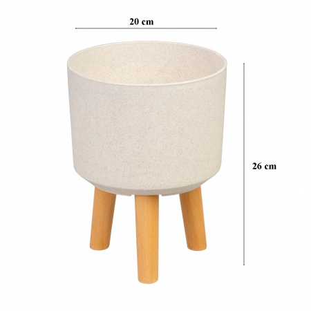 Ghiveci plastic cu 3 picioare pentru flori, WhiteWheat, capacitate 3.75 litri, 20x26 cm [3]