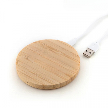 Incarcatoare telefoane - Incarcator wireless Wirber01 pentru telefon, lemn bambus, alimentare USB