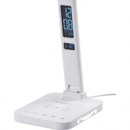 Lampa LED cu iluminare ambientala reglabila, buton on/off cu reglaj intensitate, cablu alimentare priza 230V, 500 lumeni, cu functie de ceas, calendar si incarcare wireless [3]