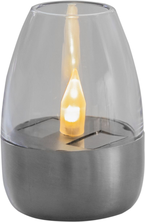 Produse EmagMarketplace - Lampa solara decorativa pentru exterior, 1 LED, lumina alb cald, 6 x 8,5 cm, argintiu/transparent