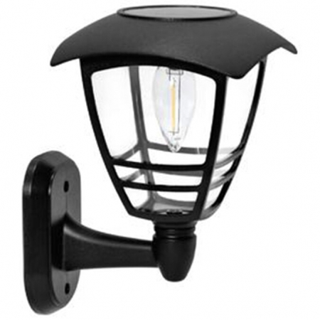 Lampi solare - Lampa solara filament LED pentru exterior, prindere perete, cu lumina calda, 10 lm, 14x15x21 cm
