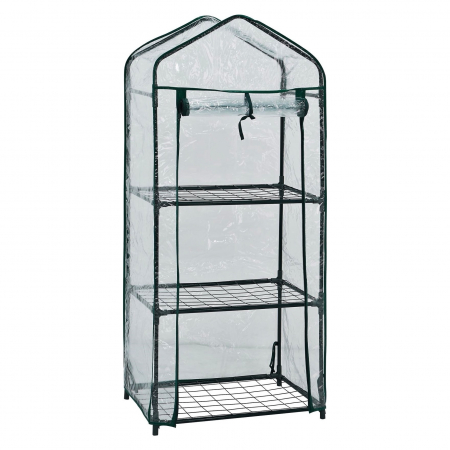Sere si solarii - Minisera tip solar pentru rasaduri si gradina, structura metalica si PVC, 3 rafturi, folie protectie UV, 59.8x39x126 cm