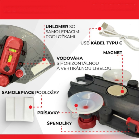 Nivela laser verde 20 m, acumulator Li-Ion cu incarcare USB, linie verticala/orizontala, IP54, goniometru inclus [2]