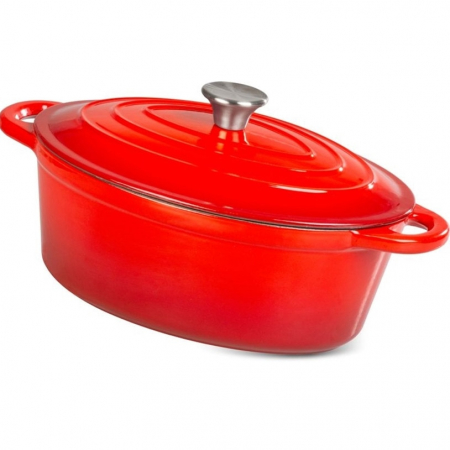Oale si cratite - Oala cu capac din fonta emailata, SGTT, capacitate 4.4 l, cu manere prindere, culoare rosie, 30x23 cm
