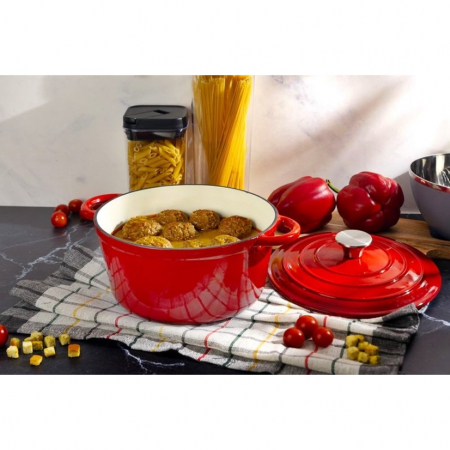 Oala cu capac din fonta emailata,SGTT, capacitate 4l, manere prindere, diametru 24 cm [5]