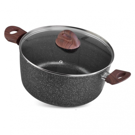 Oale si cratite - Oala rotunda cu capac triplu-strat BML28, diametru 28 cm, 5.9 l, manere lemn