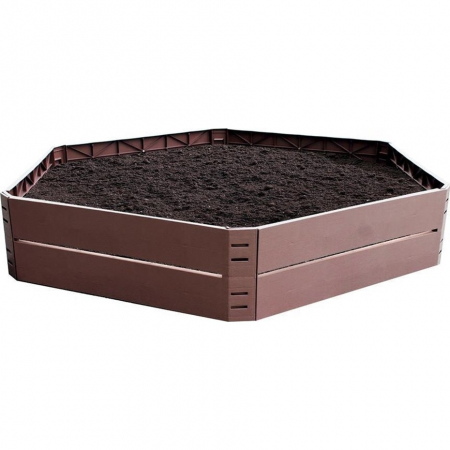 Accesorii pentru gradina - Pat pentru flori din plastic, 6 bucati, culoare maro, 69x25 cm/buc, capcacitate 250 l