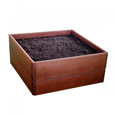 Accesorii pentru gradina - Pat pentru flori din plastic, 8 bucati, culoare maro, 57x13 cm/buc