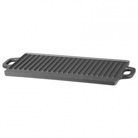 Gratare gradina - Plita reversibila din fonta pentru grill, dreptunghiulara, cu manere 50x23x1.5 cm