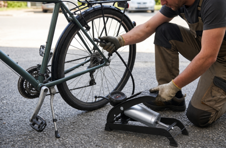 Pompa de picior cu manometru, presiune maxima 7 bar, furtun 60 cm, pedala antiderapanta, pentru auto, moto si bicicleta [2]