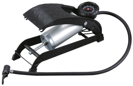 Pompe de umflat - Pompa de picior cu manometru, presiune maxima 7 bar, furtun 60 cm, pedala antiderapanta, pentru auto, moto si bicicleta