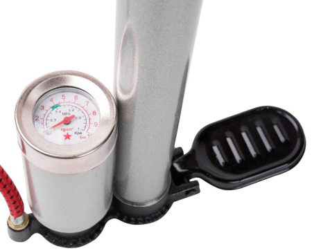 Pompa manuala pentru umflat roti bicicleta, motocicleta si auto, presiune maxima 10 bar / 145 PSI, furtun 54 cm, 38x500 mm [1]