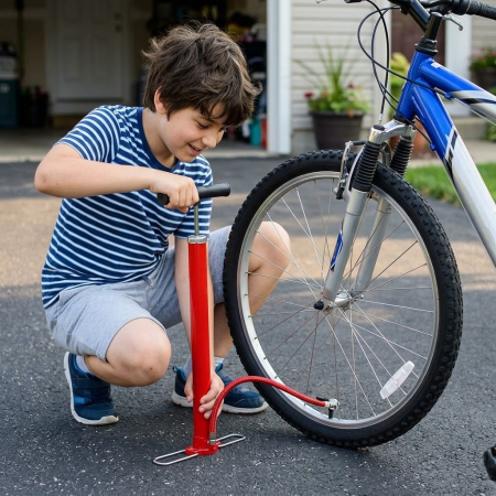 Pompa manuala pentru bicicleta, motocicleta si articole gonflabile, presiune max. 6 bar, furtun 54 cm, 38x500 mm [1]
