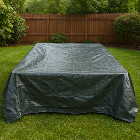 Prelata impermeabila, 2x8m, densitate 200g/mﾲ, inele de prindere, gri inchis [4]
