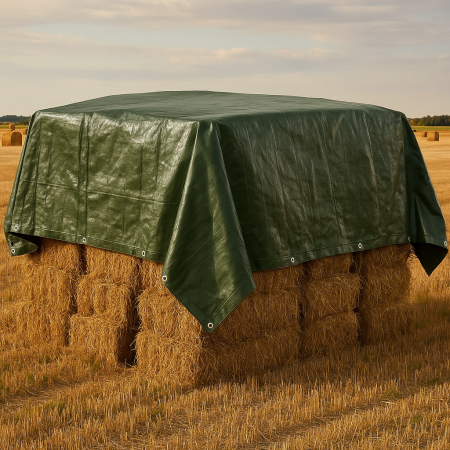Prelata impermeabila, 8x12m, densitate 200g/mﾲ, inele de prindere, verde [1]