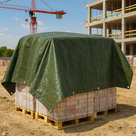 Prelata impermeabila, 8x12m, densitate 200g/mﾲ, inele de prindere, verde [2]
