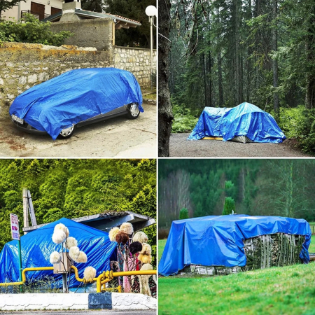 Prelata impermeabila universala, 2x2 m, densitate 80g/mﾲ, inele de prindere metalice, culoare albastra [3]